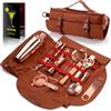 Eligara Borsa kit da barista viaggiatore, set di attrezzi da bar professionale con 17 pezzi, set da bar portatile in tela cerata con tracolla per servizio al bar, feste, viaggi in campeggio
