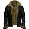 BIISDOST Giubbotto invernale da uomo, casual, invernale, caldo, colletto rovesciato, maniche lunghe, tasca con cerniera, giacca alla moda, cappotto da uomo con collo in pelliccia, Nero , M