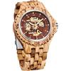 Tiong Orologio sportivo meccanico in legno quadrante digitale cavo cinturino in legno con lancette luminose orologio meccanico uomo