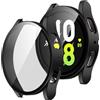 ZZDZZ [2 Pezzi] Cover Compatibile con Samsung Galaxy Watch 5/Galaxy Watch 4 44mm con Vetro Temperato, Custodia Sottile Rigida HD Clear Pellicola Protettiva per Galaxy Watch (Nero/Trasparente)