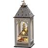 Konstsmide Lanterna a LED in legno con casa, timer 6 ore, 8 diodi a luce bianca calda, funzionamento a batteria, per interni - 3270-210