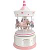 Valenti Argenti Valenti - Giostra Grande in Legno con Base in Argento Laminato di Colore Rosa con Cavallini e Carillon. cod: 21089 RA