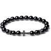 COAI Bracciale di Tormalina Nera con Charm Croce, Bracciale Rosario da Uomo e da Donna con Perline di Pietre Naturali L