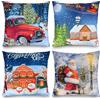 TOLOYE Natale Cuscini Federa 4 Confezioni, Doppia Faccia Blu Rosso Federa Natalizi Cotone Buon Natale per Divani Decorativo Cuscino Decorazioni Natalizie Divano Regalo Di Natale 45x45cm