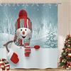 ASDCXZ Tenda da doccia natalizia, 180 x 200 cm, grazioso cappello rosso, pupazzo di neve, sci, paesaggio nevoso, bagno, lavabile, in poliestere, impermeabile, tenda da doccia per vasca da bagno con 12