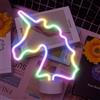 Aslanka Lampada noce di Unicorno, Lampada Led Effetto Neon - Insegna al neon LED alimentata a batteria o USB - Insegne luminose per camera da letto per Natale, feste