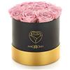 Amoroses 12 Rose Stabilizzate Vere durano Anni - Idea Regalo originale per Donna, per Compleanno, Laurea e Altre Occasioni Speciali (Scatola Nera con Rose Rosa)
