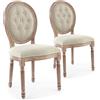 Menzzo Louis Xvi - Set di 2 sedie medaglione Capitonnè, legno, legno anticato/Beige, 51 x 51 x 72 cm