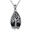 YFN Collana Albero della Vita Argento Sterling Ciondolo Ossidiana Nera Gioielli Cristallo Tormalina Regali per Donna Bambina