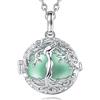 CELESTIA Collana Chiama Angeli Gravidanza, Albero della Vita Ciondolo Chiama Angeli Gravidanza Medaglione Placcato Argento con Catene Lunghe 114CM