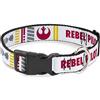Buckle-Down Collare per cani in plastica con clip di Star Wars, pilota ribelle Alleanza ribelle Insignia X Wing Fighter da 38 a 66 cm, larghezza 2,5 cm