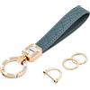 wisdompro Bling - Portachiavi universale per auto, in pelle di microfibra, con strass scintillanti e anello a D anti-smarrimento, per uomo e donna, colore blu-grigio