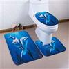 WSADZXC77 FGHJSF Tappetini da Bagno Delfino Blu Antiscivolo e Assorbenti Set + Copriwater