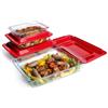 HUSANMP Set di 8 teglie rettangolari in vetro temperato con coperchio, teglia da forno in vetro, teglia da forno con coperchio, 1 l, 1,7 l, 2,8 l, 4,2 l
