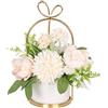 Hobyhoon - Fiori artificiali in seta con vaso, composizione floreale con ortensie e crisantemi, centrotavola, decorazione per la casa, scrivania e soggiorno, matrimoni