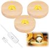 Vegena 3 Pezzi LED Luci Display Base, Base Luce Led Legno con USB, Base Rotonda con Led per Acrilico, Cristallo (10 cm, Bianco Caldo)