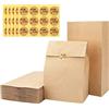 G2PLUS 50PCS Sacchetto di Carta Kraft,Sacchetto di Carta Sandwich Sacchetti Kraft 15.5x10x30CM cmSacchetti Alimentari carta Piccoli per Popcorn Ortofrutta Caramelle+60 Adesivi