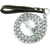 BPS(R) BPS® Guinzaglio del Metallo con Manico Cinghia di Controllo Dog Walker, Guinzaglio per Cani con Polsini in Pelle e Catena 4 Colori 3 Taglie a Scelta (4mm*100cm, Black) BPS-2764
