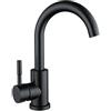 Didarenba Rubinetto bagno lavabo alto nero opaco acciaio inox acqua calda e fredda con 2 tubi inclusi miscelatore bagno alto nero