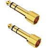 AUELEK Adattatore Jack Cuffie 6,35 mm maschio a 3.5mm Femmina, AUELEK Connettore Audio Jack Cuffie Stereo 6.3 a 3.5, per Altoparlante Amplificatore Mixer Audio Chitarra - 2 pezzi
