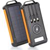 Greatop Power Bank Solare 16800 mAh, caricatore solare portatile USB-C batteria esterna impermeabile Power Bank pannello solare con 5 uscite 3 Inputs e 2 Luci LED per Smartphones, Tablets(Orange)