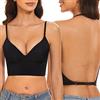 SEAGETTINO Reggiseno con schiena bassa da donna, push-up, scollo a V profondo, reggiseno senza schiena profonda, spalline multiway, reggiseno convertibile, reggiseno sollevamento filo, Nero , S