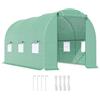 Outsunny Serra per Orto a Tunnel 4.5x2x2m Struttura in Acciaio e Copertura in PE Anti-Raggi UV con 6 Finestre e Porta Avvolgibile, Verde|Aosom