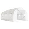 Outsunny Serra per Orto a Tunnel con 6 Finestre e Porta Avvolgibile, Serra da Giardino a Tunnel in PE con Tubi in Metallo, per Piante e Frutto, 4.5x3m, Bianco