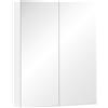 HOMCOM Armadietto Pensile da Bagno Due Ante Frontali con Specchiera e 2 Ripiani Interni MDF Bianco (60 x 15 x 75 cm)|Aosom
