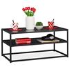 Relaxdays Tavolino da Divano, Basso & Rettangolare, con Ripiani, Metallo & MDF, Salotto, HLP 42x90x50 cm, Nero