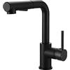Tayqwiheva Rubinetto Cucina con Doccetta Estraibile Nero, Miscelatore Girevole a 360 ° con Uscita Acqua a 2 Funzioni, per Lavello, Rubinetti per Lavelli da Cucina di Ottone Senza, Moderno Monocomando Allungabile