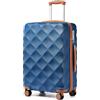 British Traveller Valigia Media Trolley 64CM Valigie Rigida ABS+PC con Rotelle Girevoli e TSA Lucchetto (24pollici, Blu/Marrone)