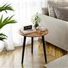 APICIZON Tavolino rotondo in legno, piccolo soggiorno con gambe in legno massello per camera da letto, balcone, 45 x 51 cm, marrone vintage