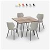 AHD Amazing Home Design Set tavolo quadrato 80x80cm design industriale 4 sedie polipropilene Sartis