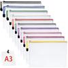 Vicloon Borse di File A3, 10 Pezzi Sacchetto di Zip Impermeabile, Mesh Sacchetto del Documento Sacchetto Di Documenti Portatile per Uffici Cosmetici Forniture, Con Colorato Chiusura Lampo