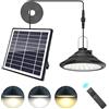 Qoolife Luci solari per esterni ed interni, 4500 mAh, 3 colori/4 modalità, lampada LED solare sospesa con telecomando, IP66, resistente all'acqua, ricarica USB, lampada a sospensione per giardino