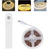 Jinlaili LED Striscia con Sensore Di Movimento, 2M Dimmerabile Strisce LED Luce Notturna, 120LEDs Cabinet Lampada, Luce per Armadio, Luci LED a Batteria per Scale Cucina Guardaroba (Bianca Calda)