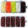 Wenxiaw 350 Pezzi Plastica Morbida Simulazione Vermi, Verme Artificiale Silicone Esca Morbida Shad Esche Pesca Simulazione Red Worms Lombrico Pesca Per pesca, 150 vermi della farina+200 piccoli lombrichi