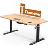 Flamaker Scrivania regolabile in altezza elettrica 180 x 80 cm, scrivania regolabile in altezza, 74-133 cm, con telescopio a 3 scomparti, controllo memoria, presa USB (beige+nero)