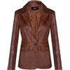 Infinity Leather Donna Marroncino Vera Pelle Giacca Blazer Casual Retro un Pulsante Classico