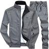 PASOK - Tuta sportiva da uomo, a maniche lunghe, con zip intera, per corsa, jogging, atletica - Grigio - M