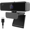 Nuroum V11 Webcam 2K, PC Camera con microfono Full HD 1080P/60fps, 1440P/30fps, riduzione del rumore, grandangolo di 90°, copertura/rotazione a 360°, correzione della luce, webcam USB Plug&Play Laptop