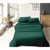 IlGruppone Completo Letto No Stiro Prodotto Italiano Set Lenzuola Tinta Unita Effetto Raso Lenzuolo sotto Fino 30 Cm con Angoli Elasticizzati sopra Federe - Verdebosco - Una Piazza e Mezza
