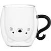 WWCFKID Simpatica Tazza A Forma di Gatto Con Manico Doppia Parete Vetro Idee Regalo Donna Amica Moglie Maestra Ragazzi Per Natale Pasqua Festa della Mamma Compleanno Halloween