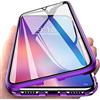 youmehe Cover per Samsung Galaxy A80 Adsorbimento Magnetico Paraurti in Metallo con 360 Gradi Protezione Case Doppi Lati Trasparente Vetro Temperato Flip Custodia0-（Viola）