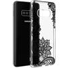 ZhuoFan Cover Samsung Galaxy S10, Custodia Cover Silicone Trasparente con Disegni Ultra Slim TPU Morbido Antiurto 3D Cartoon Bumper Case Protettiva per Samsung Galaxy S10 (Fiore Nero)