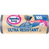Handy Bag Rotoli da 10 sacchetti per immondizia da 50 litri, alta resistenza, 80% plastica riciclata, chiusura con manici scorrevoli, tecnologia ultra protezione, anti-perdita, 47 x 85 cm