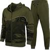 RPOVIG Tuta da uomo, 2 pezzi, con cerniera intera, per jogging, palestra, allenamento, Mimetico, verde militare., XX-Large