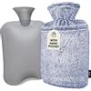 Qomfor Borsa Acqua Calda con Morbida Fodera in Peluche - 1,8L Grande Capienza - Boule Acqua Calda Premium per Alleviare il Dolore Muscolari, Dorsali, Mestruali e Calde Notti (Blu)