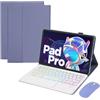 GUPENAA Custodia con Tastiera per Lenovo Tab P12 PRO 12.7 TB371FC (2023) con Portamatite, 7 Colori Retroilluminati, Tastiera Magnetica Staccabile con Mouse Bluetooth,Viola